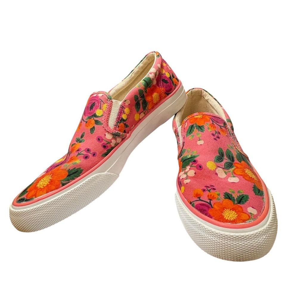 Keds X Rifle Paper Co. Anchor Slip On Vintage Blossom Pink Sneaker Women Size 9 - Picture 8 of 11